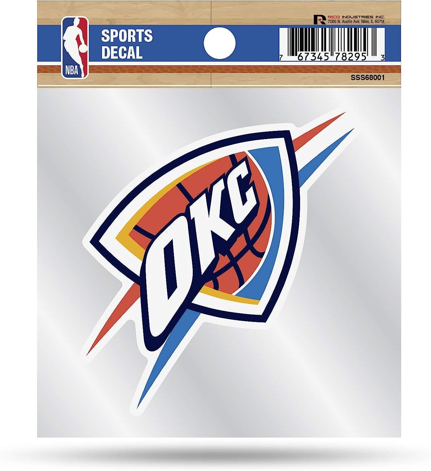 Oklahoma City Thunder 4x4 Die Cut Inch Decal Sticker Flat Vinyl, Primary Logo, Clear Backing