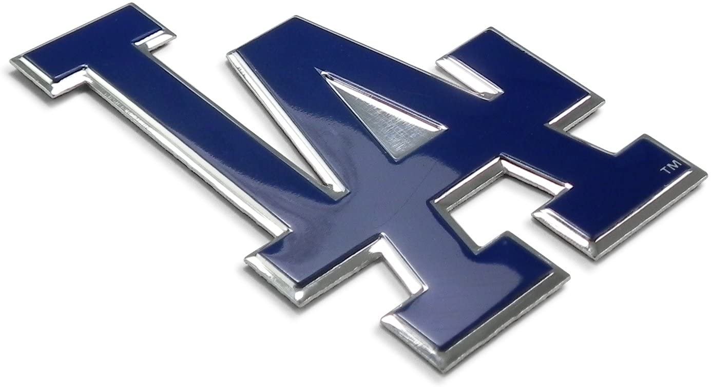 Los Angeles Dodgers Auto Emblem, Aluminum Metal, Embossed Team Color, Raised Decal Sticker, Full Adhesive Backing