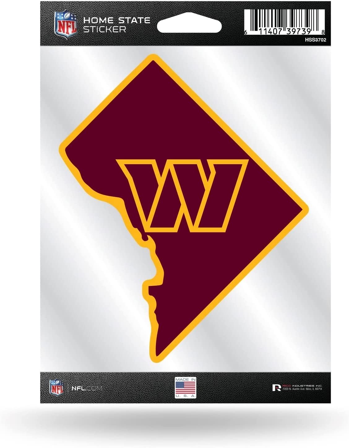 Washington Commanders 5 Inch Sticker Decal, Home State Design, Flat Vinyl, Full Adhesive Backing