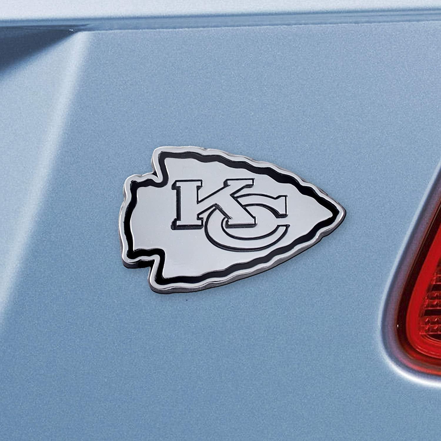 Kansas City Chiefs Solid Metal Auto Emblem Raised Chrome Decal Adhesive Backing