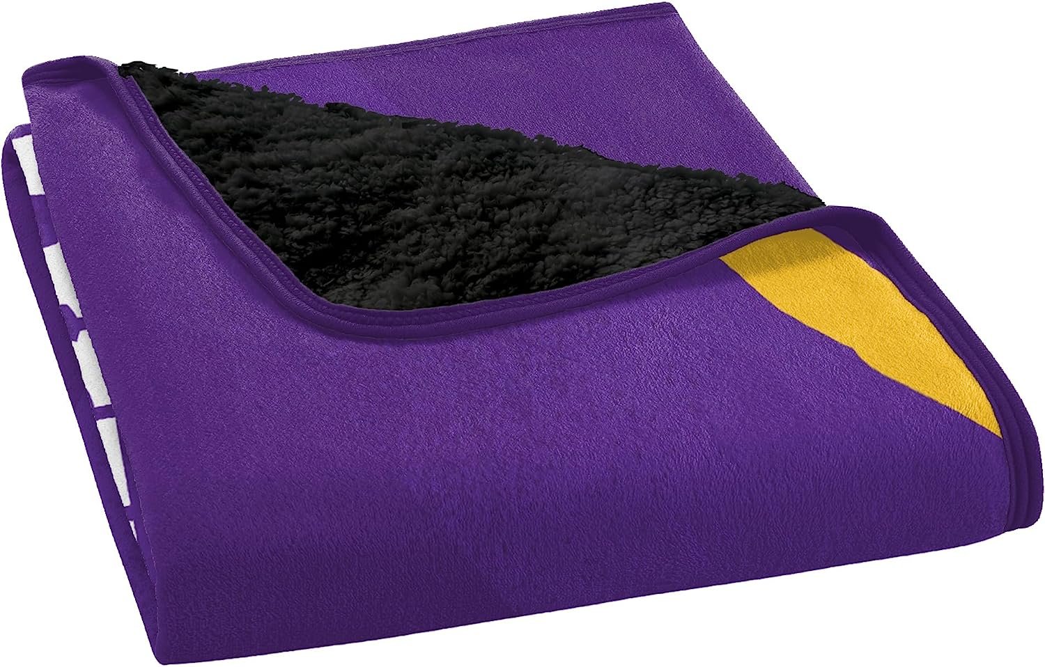 Minnesota Vikings Throw Blanket, Sherpa Raschel Polyester, Silk Touch Style, Velocity Design, 50x60 Inch