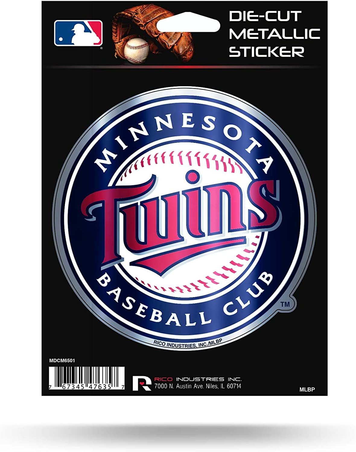 Minnesota Twins 5 Inch Die Cut Decal Sticker, Metallic Shimmer Design, Full Adhesive Backing