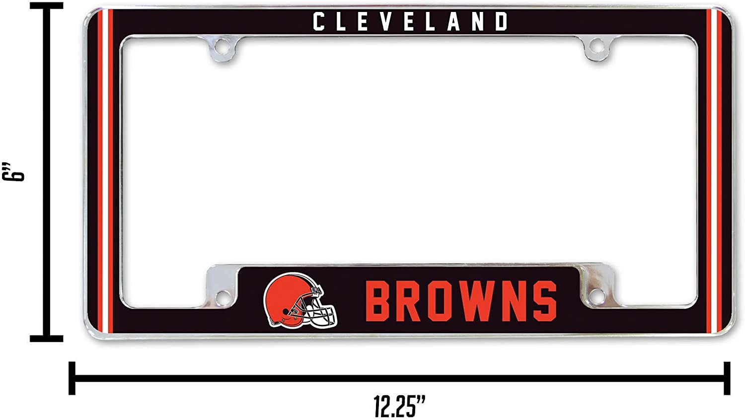 Cleveland Browns Metal License Plate Frame Chrome Tag Cover Alternate Design 6x12 Inch