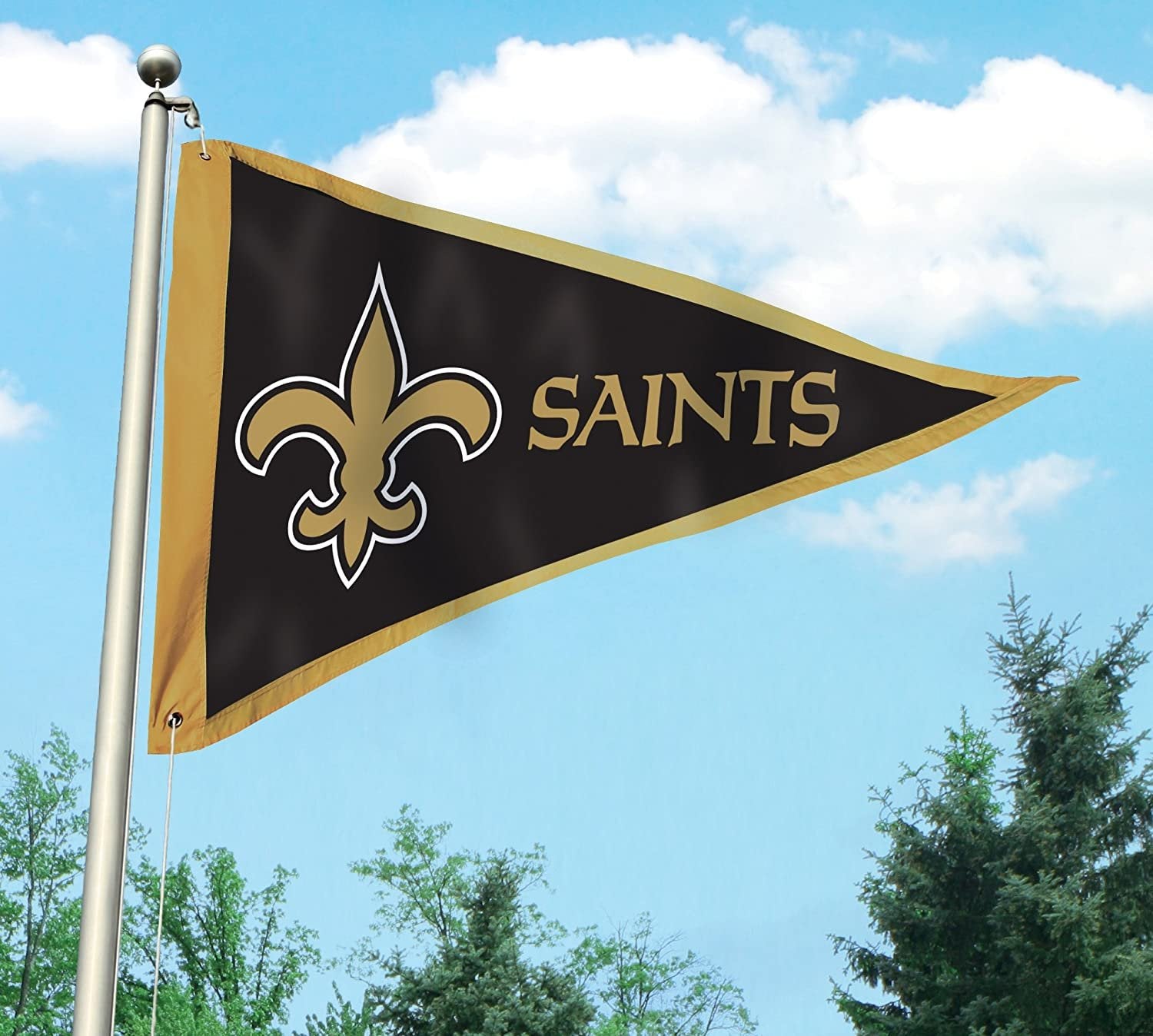 New Orleans Saints Premium 3x5 Flag Banner, Pennant Design, Applique, Indoor or Outdoor, Single Sided