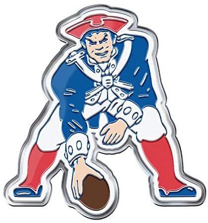 New England Patriots Premium Aluminum Metal Raised Auto Emblem, Retro Logo, Color Embossed, Full Adhesive Backing