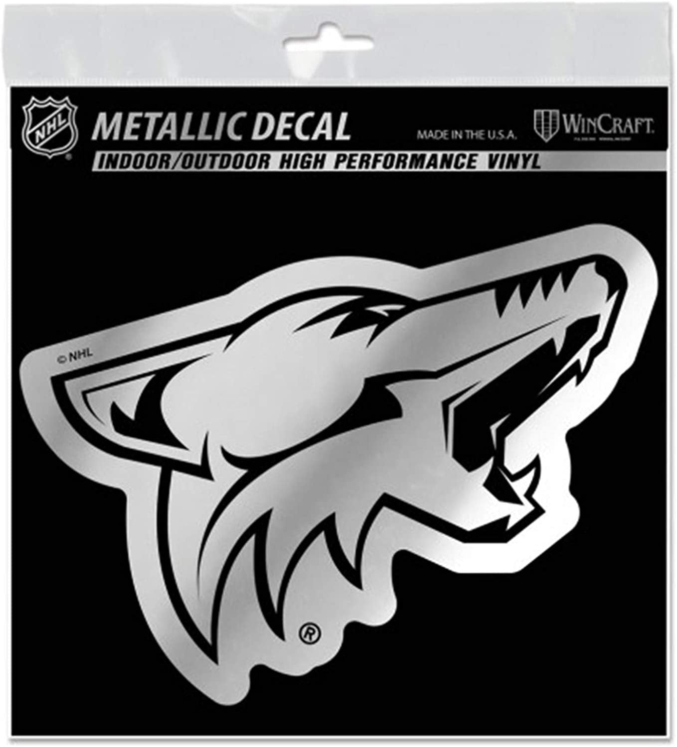 Arizona Coyotes 6 Inch Decal Sticker, Metallic Chrome Shimmer Design