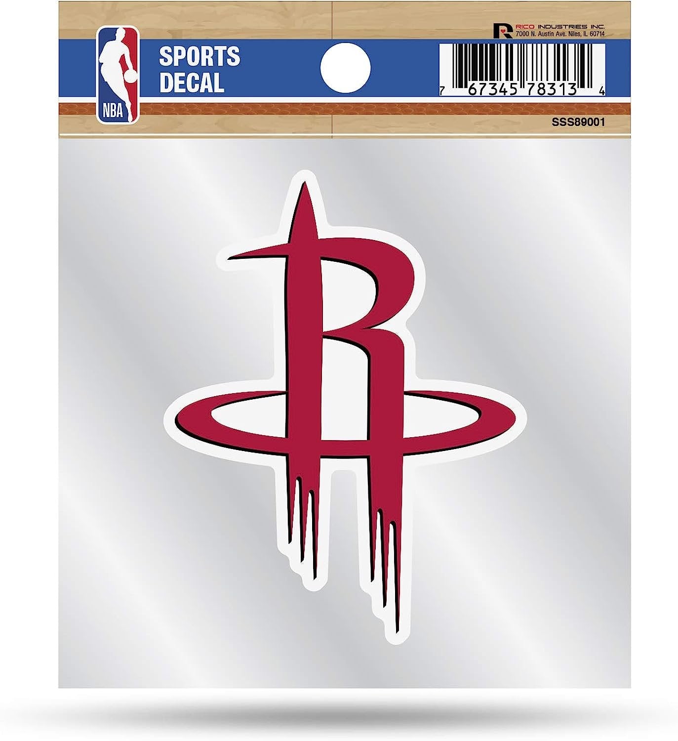 Houston Rockets 4x4 Die Cut Inch Decal Sticker Flat Vinyl, Primary Logo, Clear Backing
