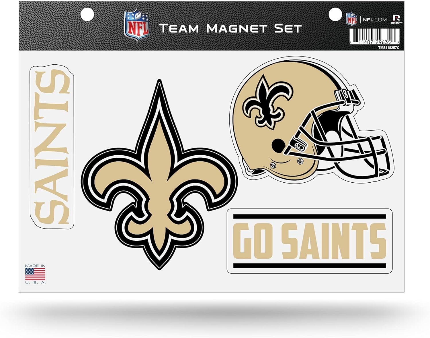 New Orleans Saints Alternate Multi Magnet Set, 8.5x11 Inch Sheet, Die Cut, Auto Home
