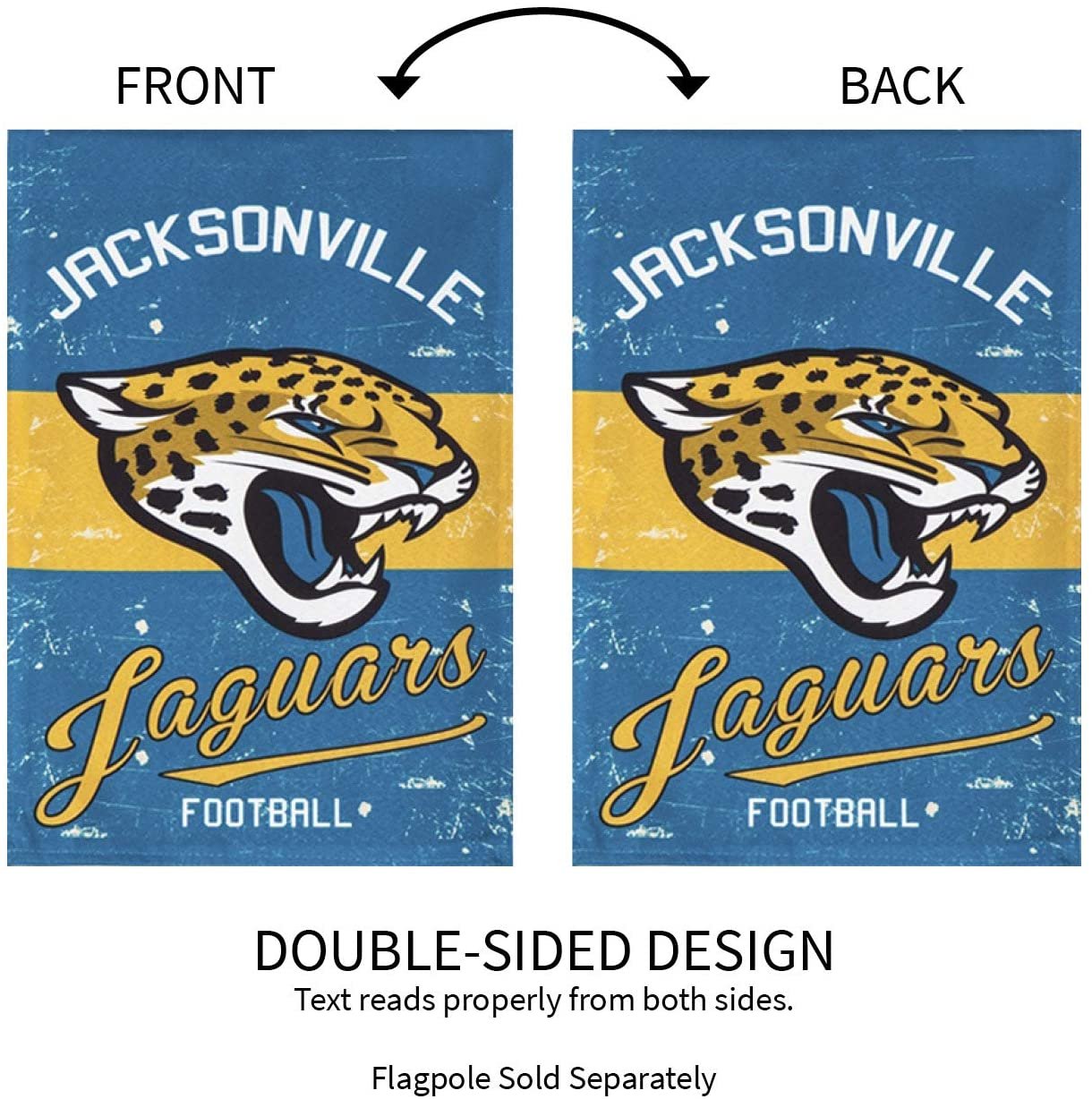 Jacksonville Jaguars Premium Garden Flag Banner, Double Sided, Linen, Retro Vintage Style, 13x18 Inch