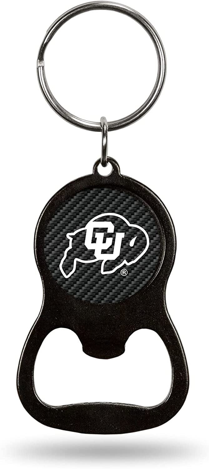 University of Colorado Buffaloes Premium Solid Metal Keychain Bottle Opener, Carbon Fiber Design