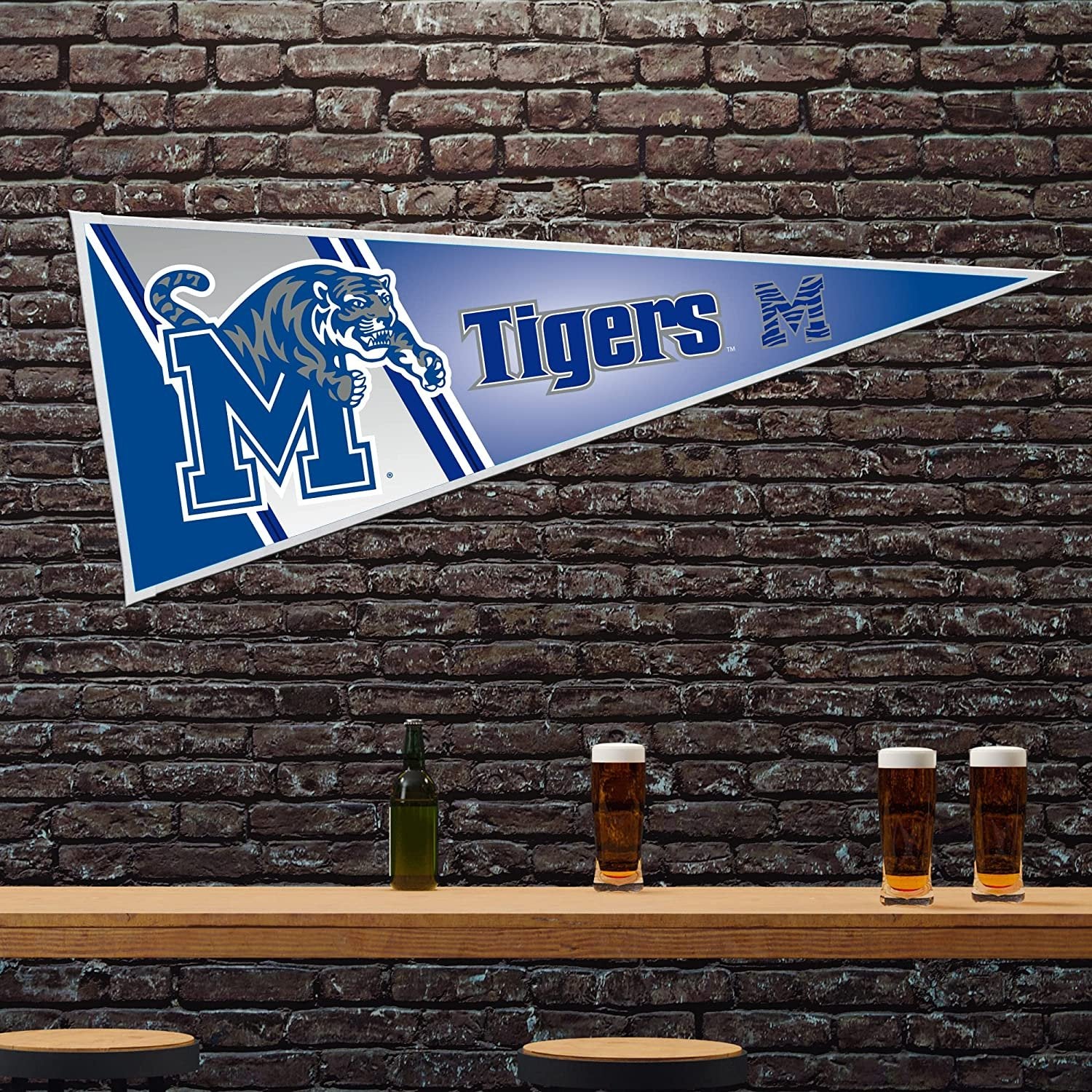 University of Memphis Tigers Soft Felt Pennant, Primary Logo, 12x30 Inch