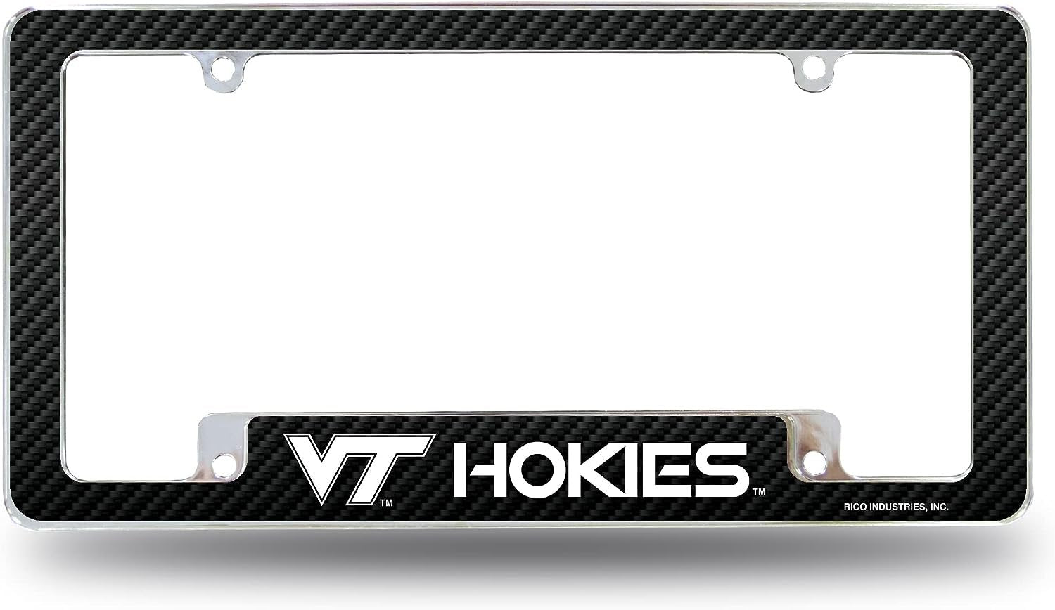 Virginia Tech University Hokies Metal License Plate Frame Chrome Tag Cover 12x6 Inch Carbon Fiber Design