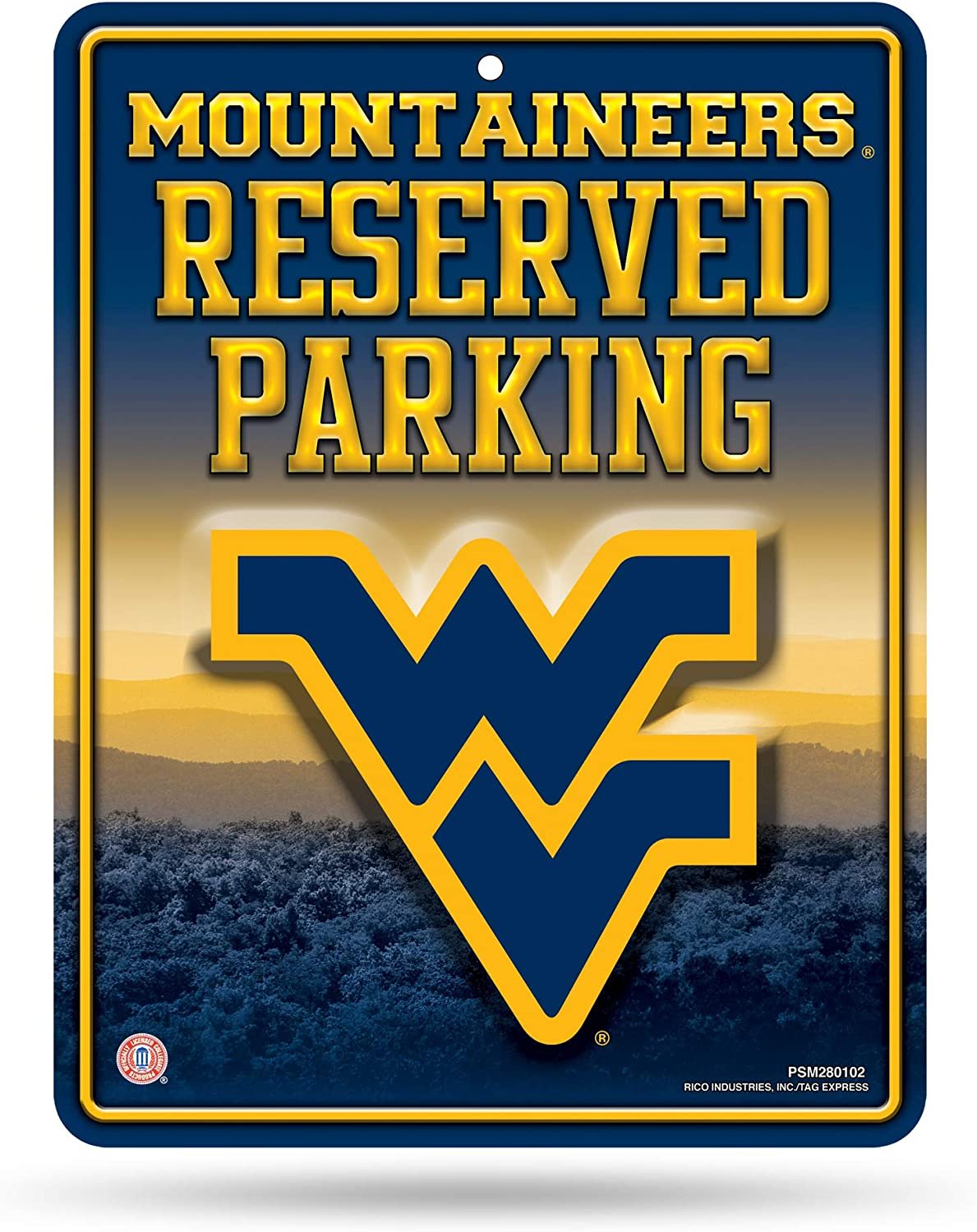 West Virginia Mountaineers Metal Parking Sign
