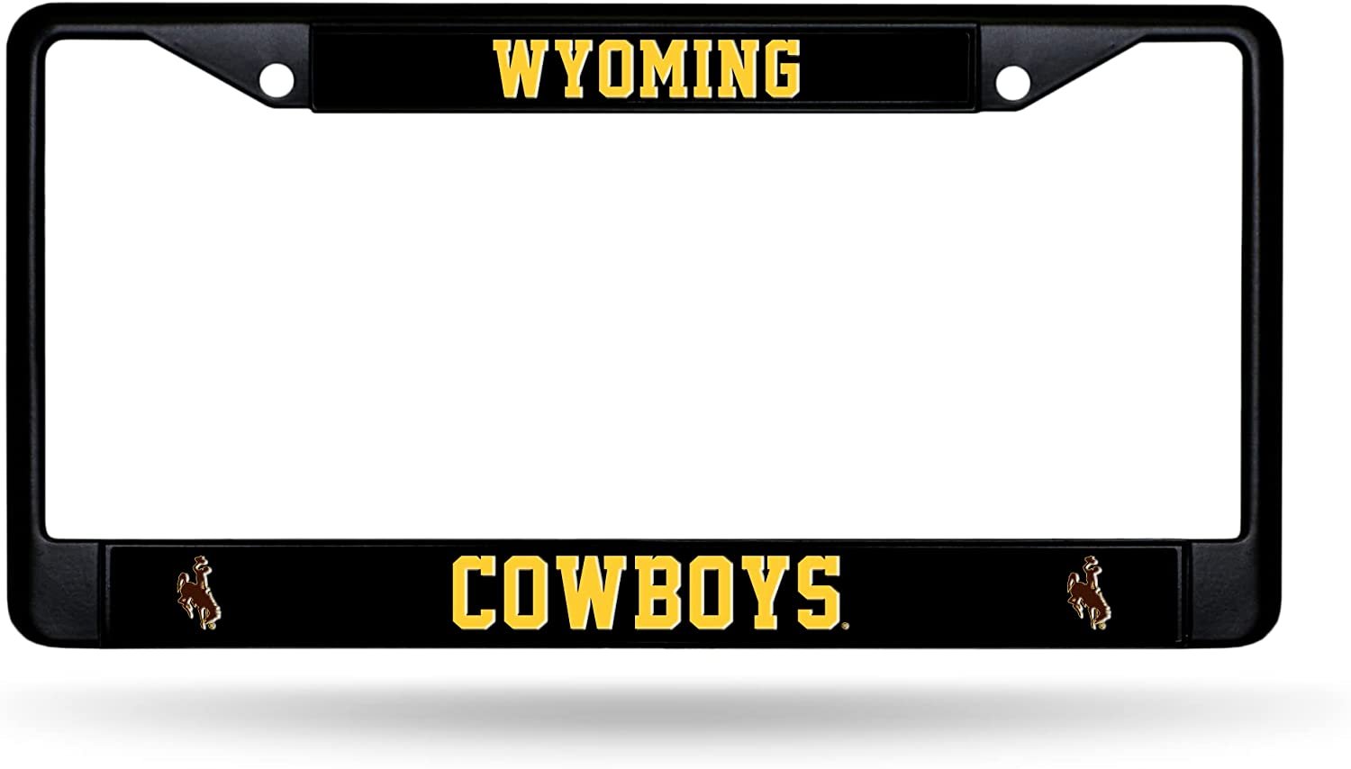 University of Wyoming Cowboys Black Metal License Plate Frame Chrome Tag Cover 6x12 Inch