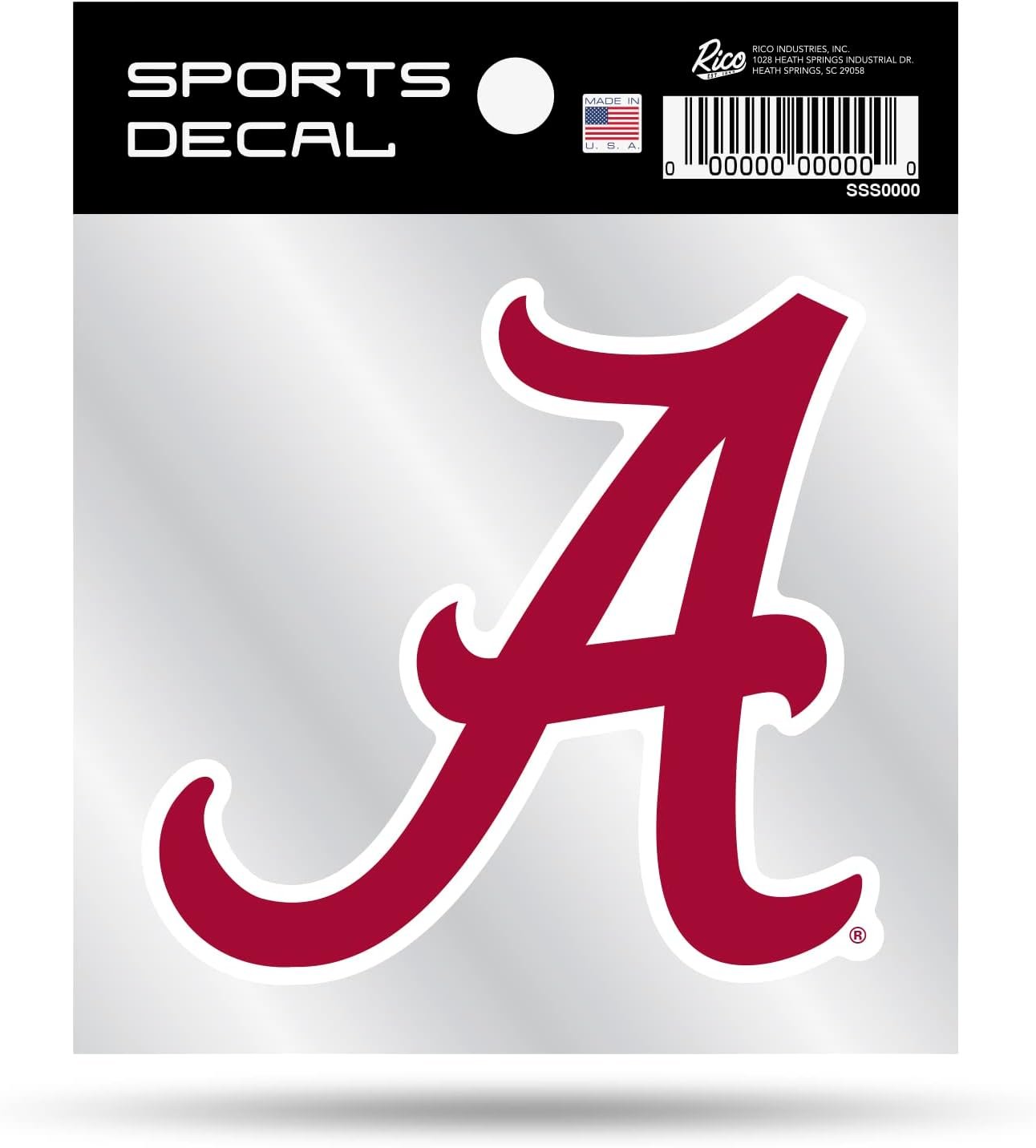 University of Alabama Crimson Tide 4x4 Inch Die Cut Decal Sticker, Primary Logo, Clear Backing