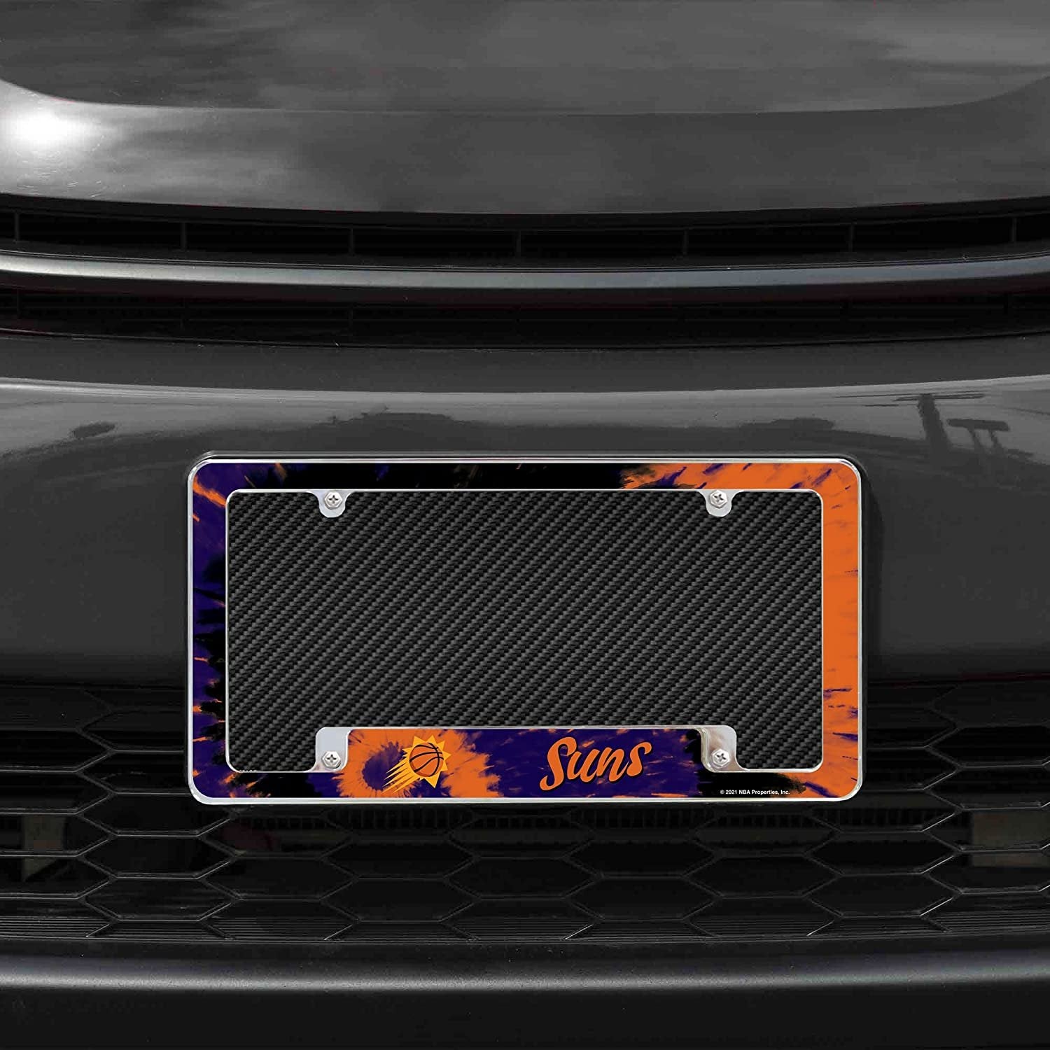 Phoenix Suns Metal License Plate Frame Chrome Tag Cover Tie Dye Design 6x12 Inch