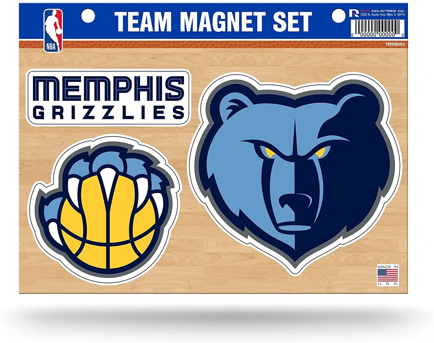 Memphis Grizzlies Team Multi Magnet Set, 8.5x11 Inch Sheet, Die Cut, Auto Home