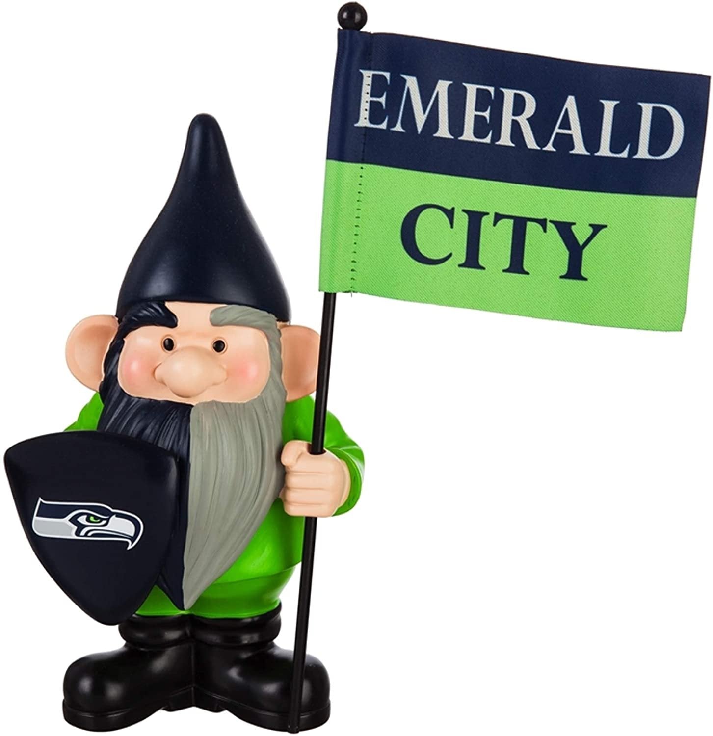 Seattle Seahawks 10 Inch Outdoor Garden Gnome, Includes Team Flag