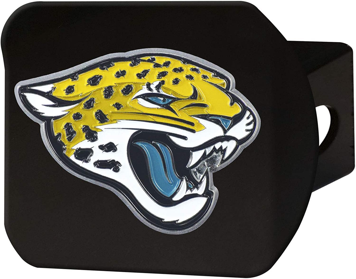 Jacksonville Jaguars Hitch Cover Black Solid Metal with Raised Color Metal Emblem 2" Square Type III