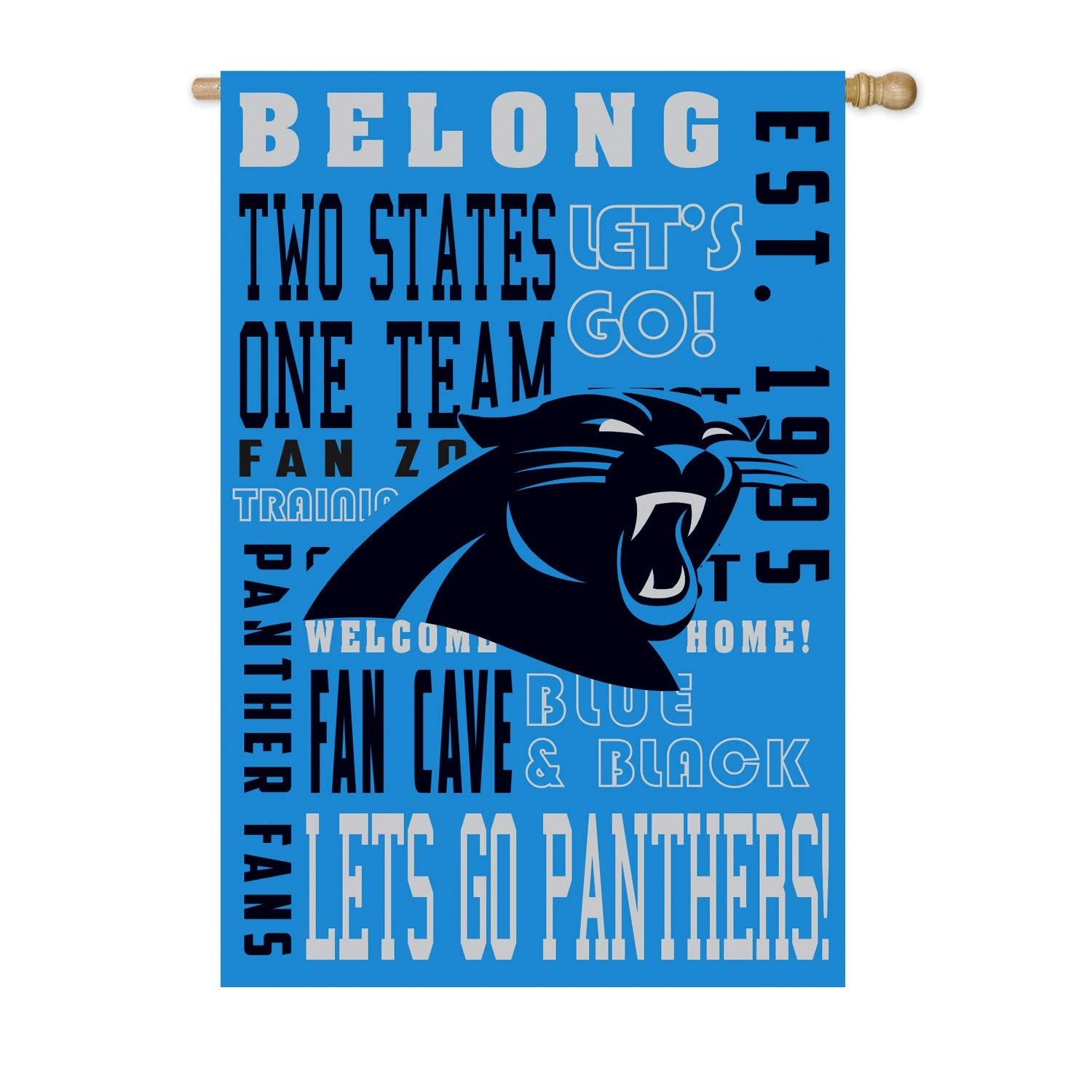 Carolina Panthers Premium Double Sided Banner House Flag, Fan Rules Design, 28x44 Inch