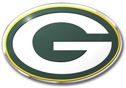 Green Bay Packers Auto Emblem, Aluminum Metal, Embossed Team Color, Raised Decal Sticker, Full Adhesive Backing