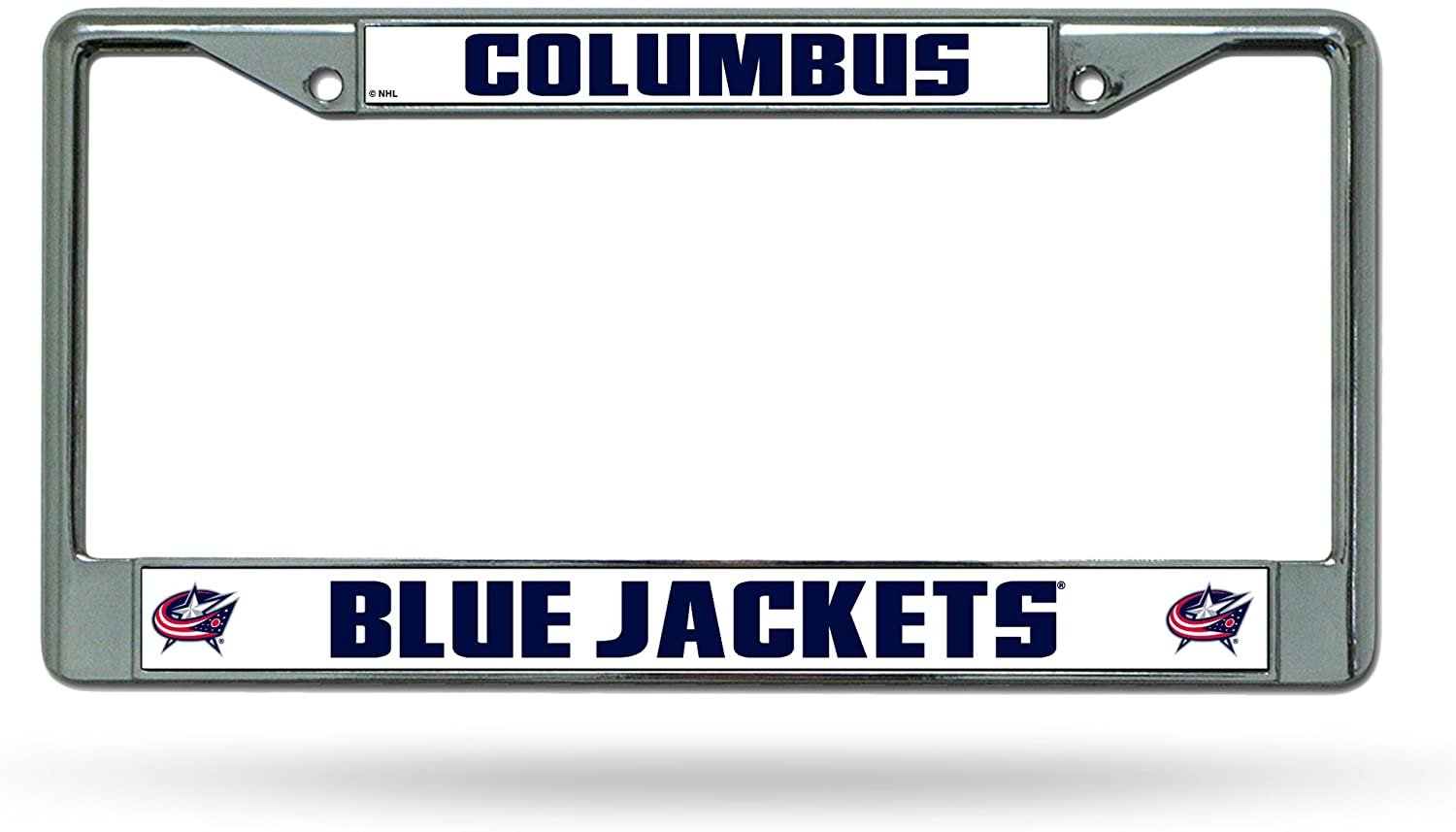 Columbus Blue Jackets Premium Metal License Plate Frame Chrome Tag Cover, 12x6 Inch