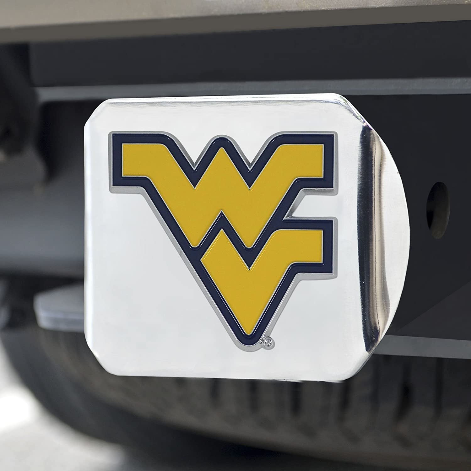 West Virginia Mountaineers Hitch Cover Solid Metal with Raised Color Metal Emblem 2" Square Type III University
