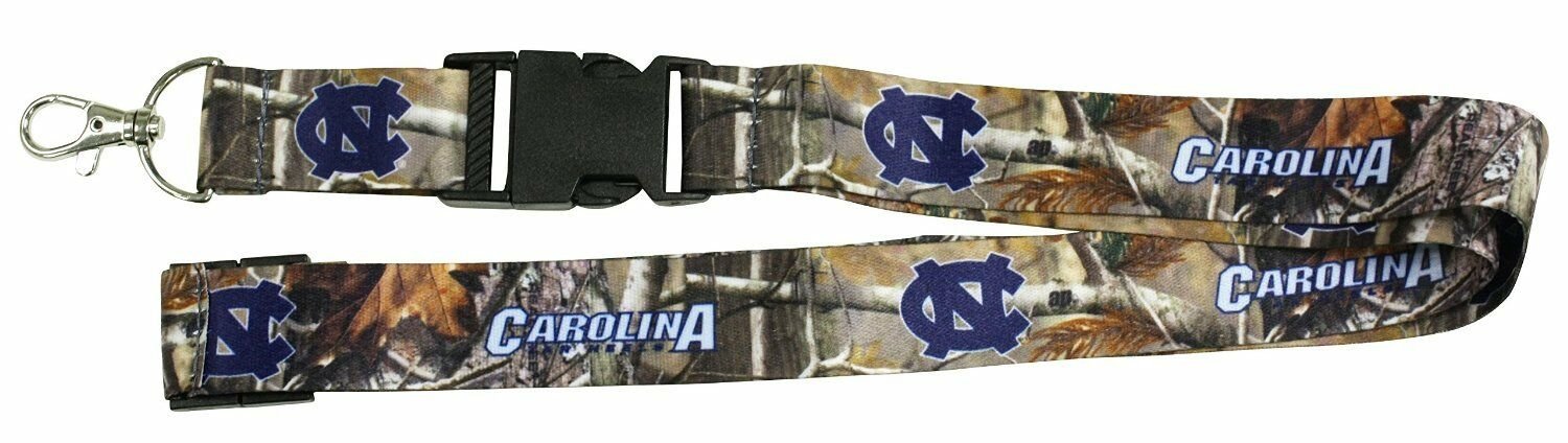 University of North Carolina Tar Heels Camo Lanyard Keychain Double Sided Breakaway Safety Design Adult 18 Inch