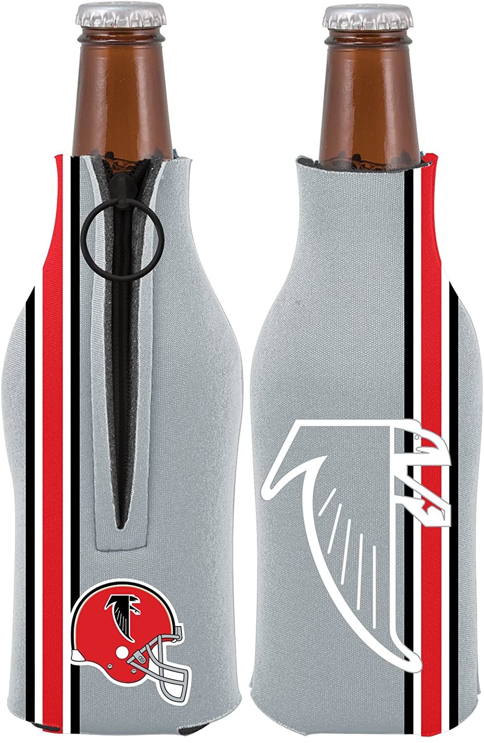 Atlanta Falcons Pair of 16oz Drink Zipper Bottle Cooler Insulated Neoprene Beverage Holder, Retro Design
