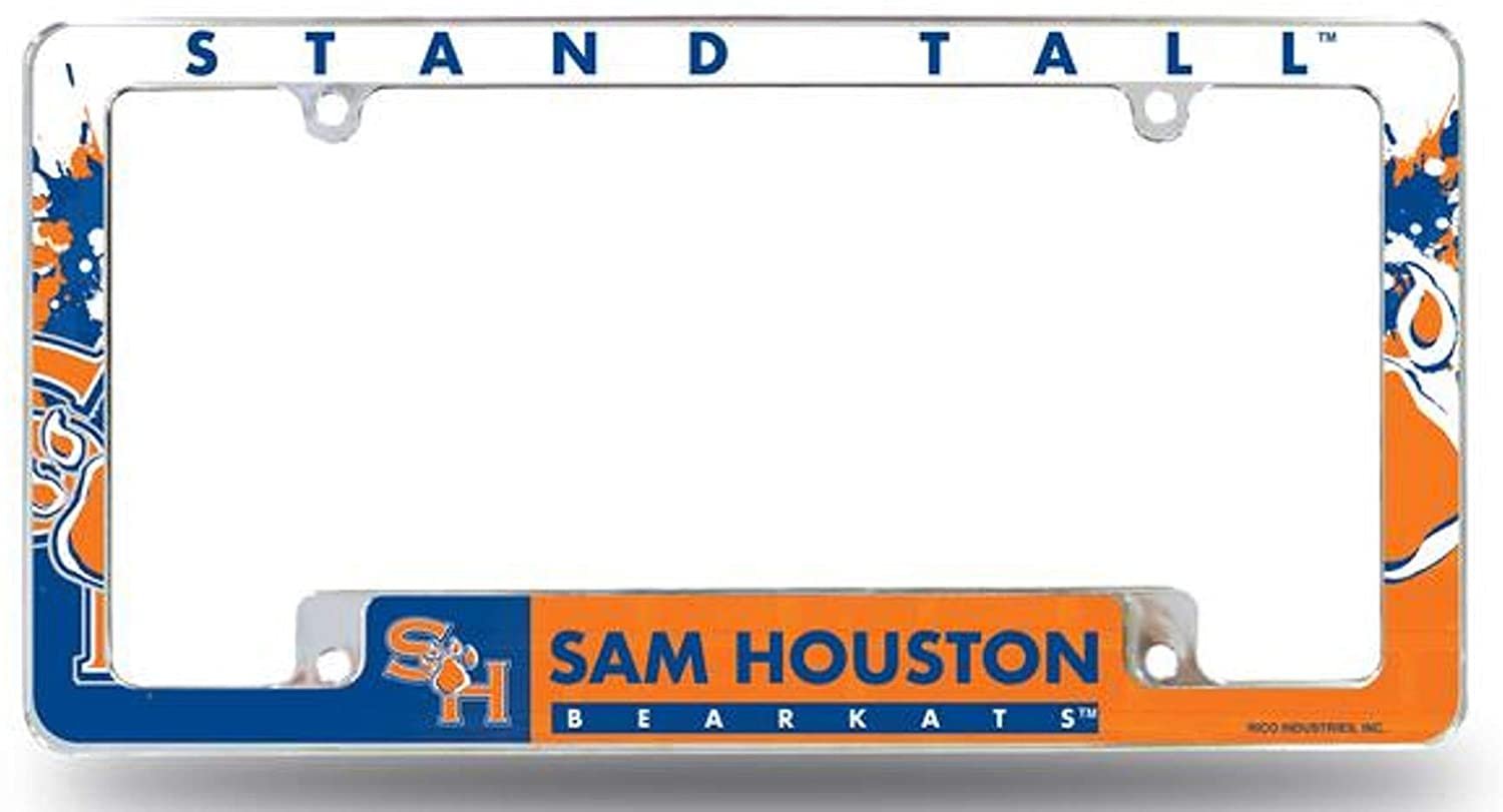 Sam Houston State University Bearkats Metal License Plate Frame Tag Cover, All Over Design, 12x6 Inch