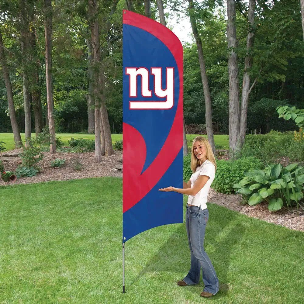 New York Giants 8 Foot Tall Team Flag Tailgating Kit with Metal Pole