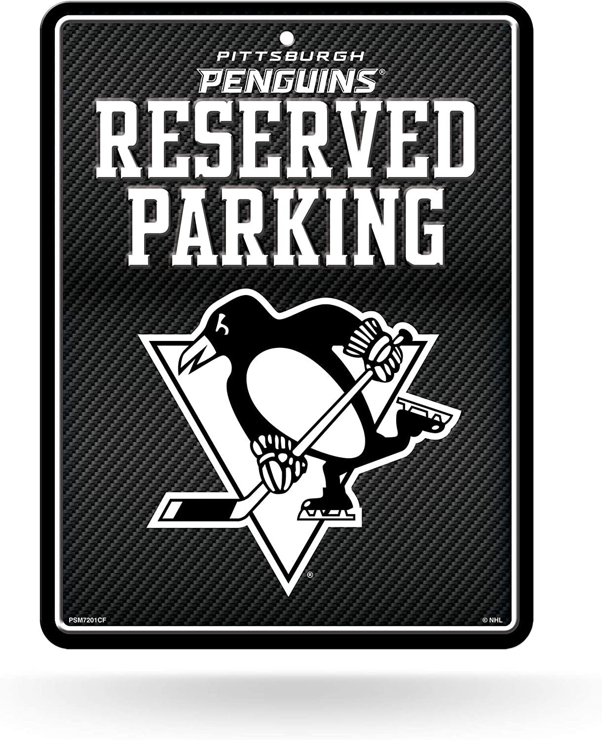 Pittsburgh Penguins Metal Parking Novelty Wall Sign 8.5 x 11 Inch Carbon Fiber Design