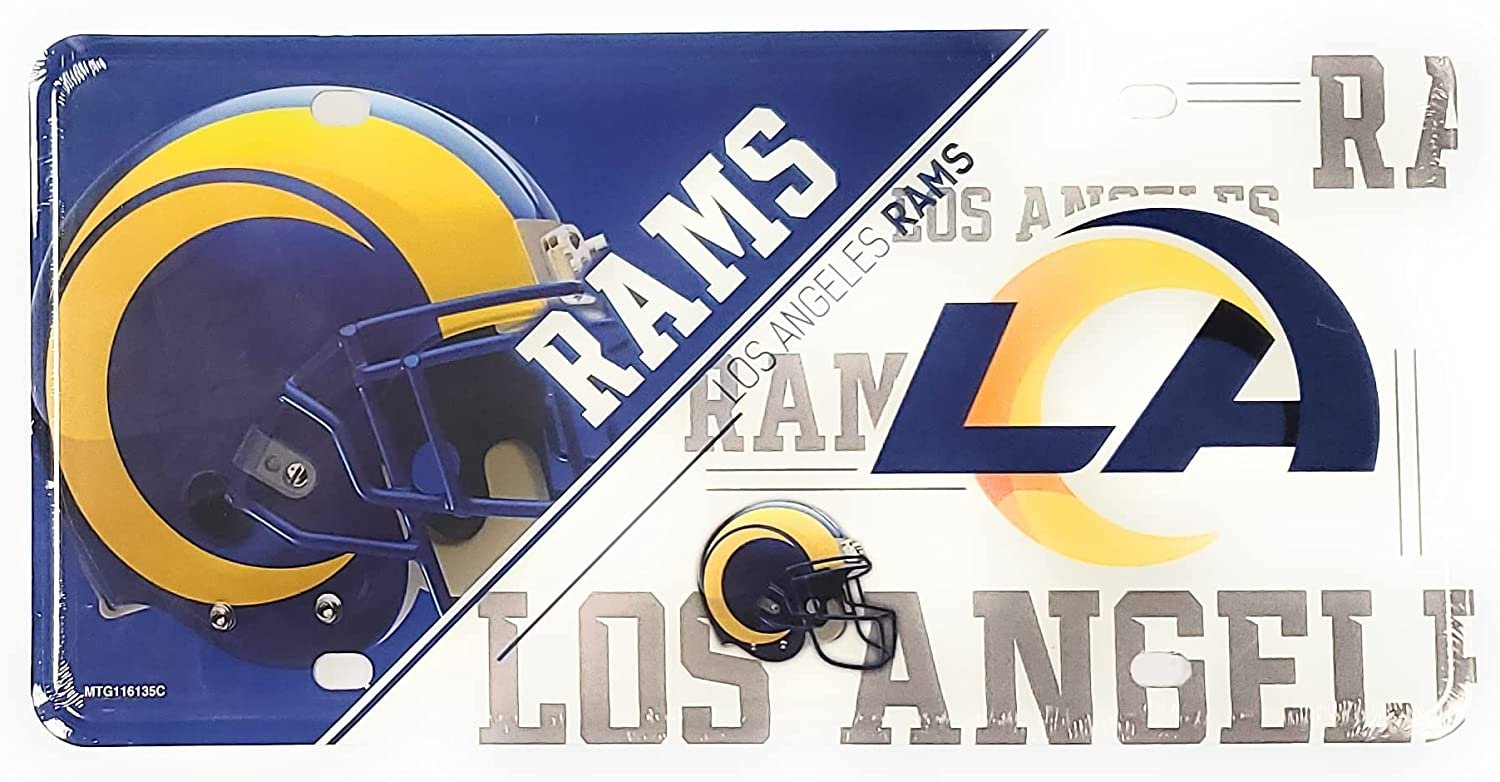 Los Angeles Rams Metal Auto Tag License Plate, Split Design, 6x12 Inch