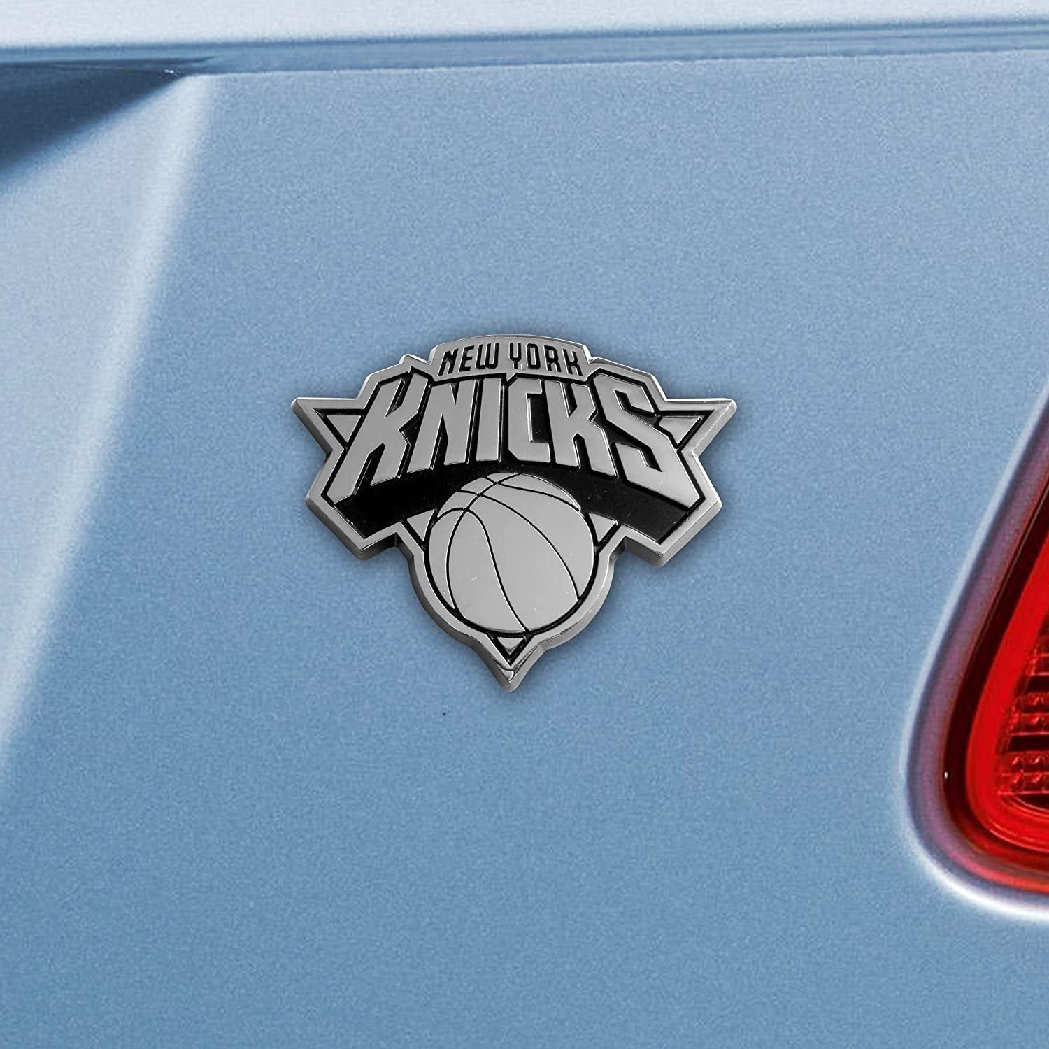 New York Knicks Premium Solid Metal Raised Auto Emblem, Shape Cut, Adhesive Backing
