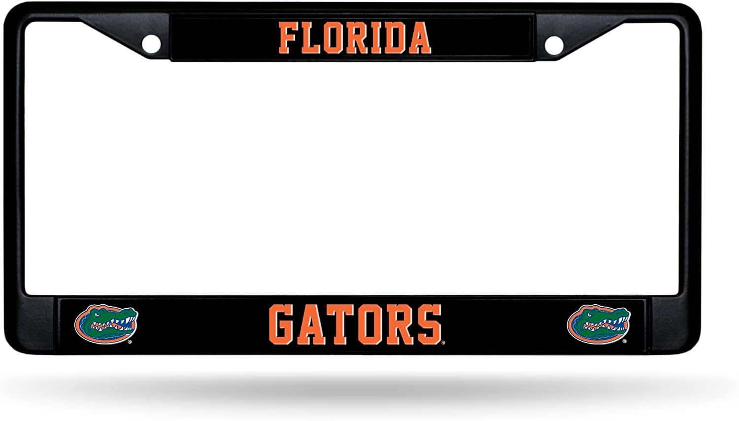 University of Florida Gators Black Metal License Plate Frame Chrome Tag Cover 6x12 Inch