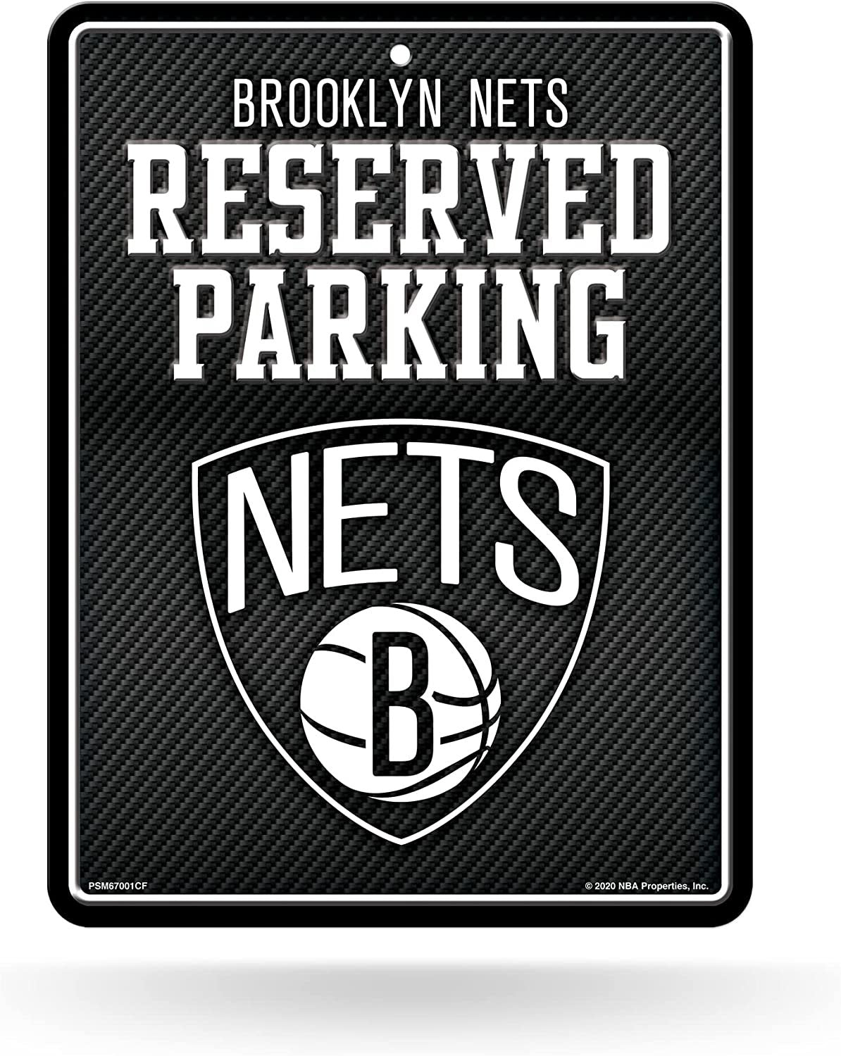 Brooklyn Nets Metal Parking Novelty Wall Sign 8.5 x 11 Inch Carbon Fiber Design