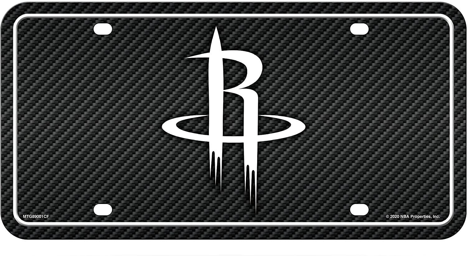 Houston Rockets Metal Auto Tag License Plate, Carbon Fiber Design, 6x12 Inch