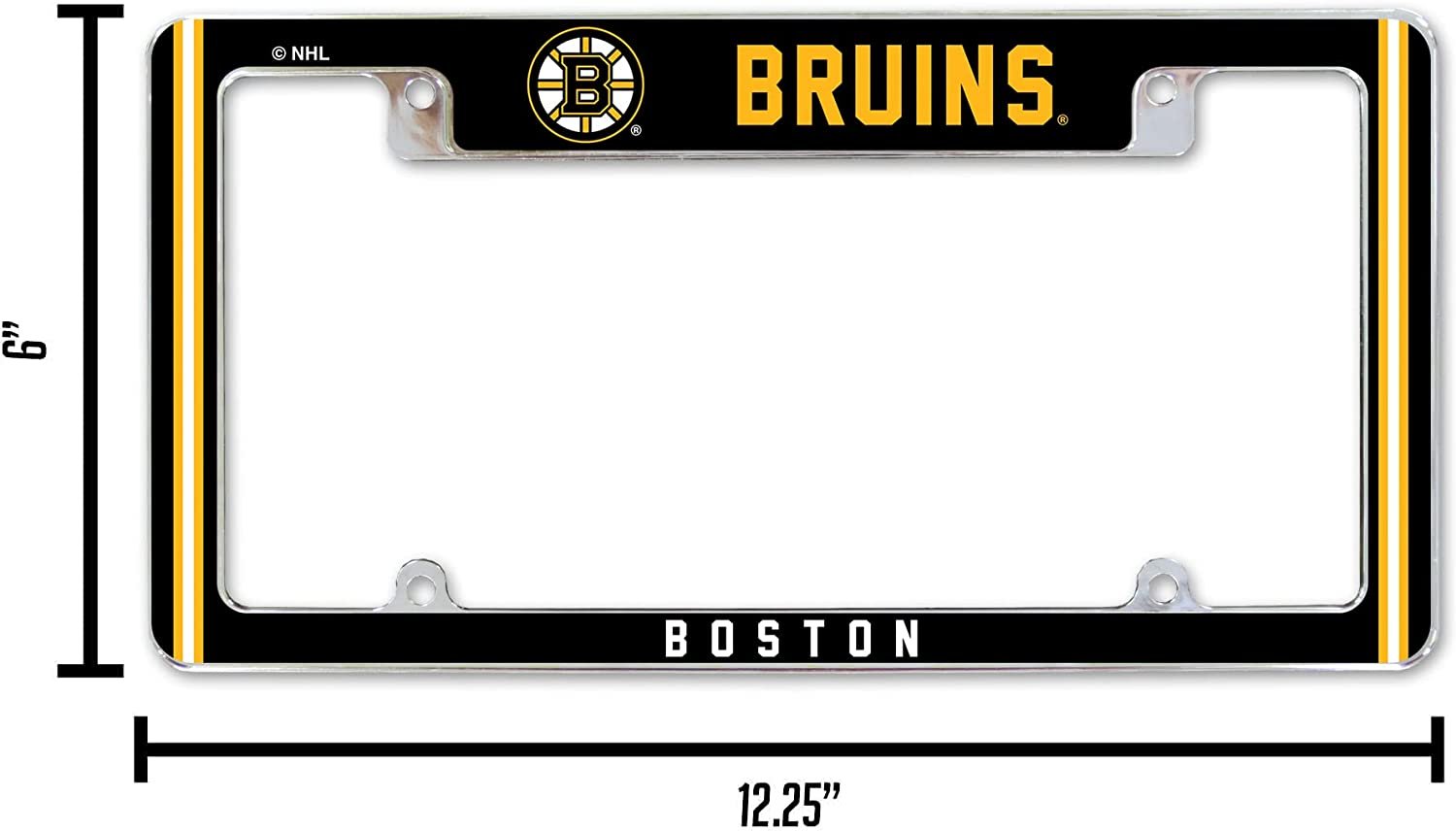 Boston Bruins Metal License Plate Frame Chrome Tag Cover Alternate Design 6x12 Inch