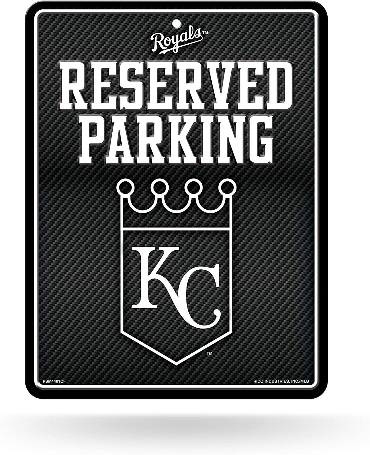 Kansas City Royals Metal Parking Novelty Wall Sign 8.5 x 11 Inch Carbon Fiber Design