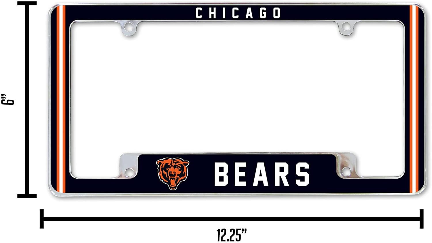 Chicago Bears Metal License Plate Frame Chrome Tag Cover Alternate Design 6x12 Inch