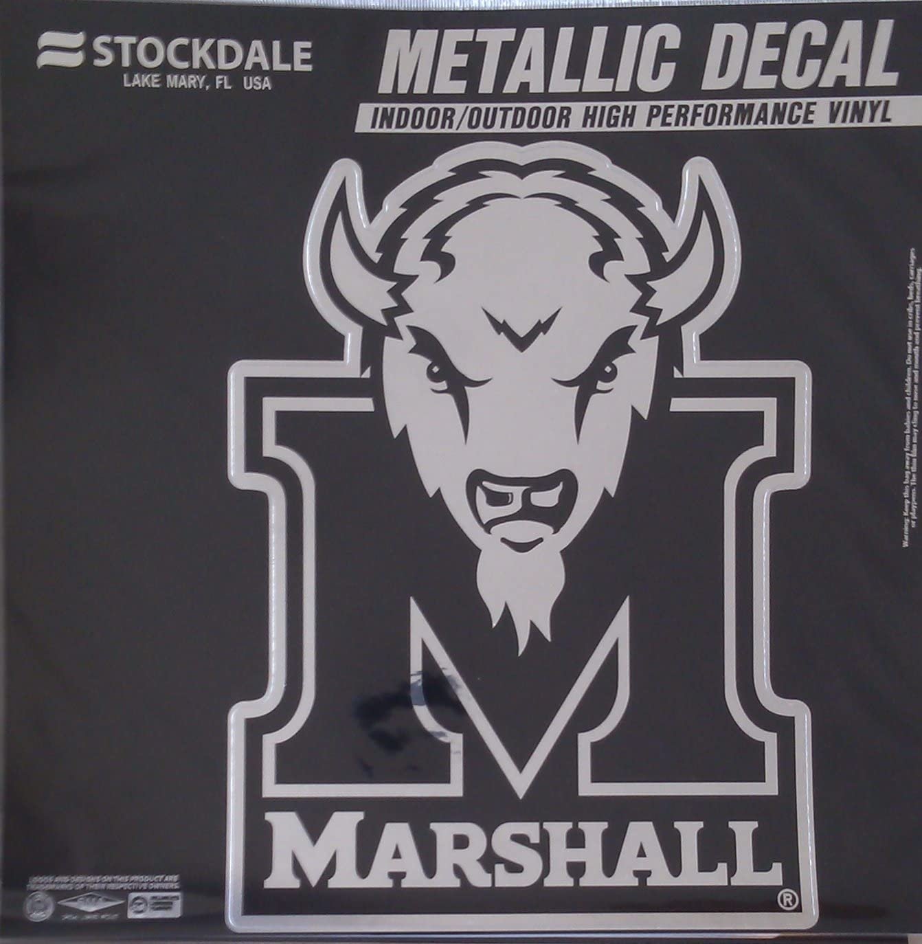 Marshall University Thundering Herd 6 Inch Decal Sticker, Metallic Chrome Shimmer Design