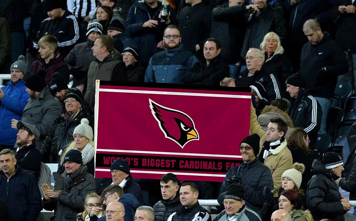 Arizona Cardinals 3x5 Feet Flag Banner, World's Biggest Fan, Metal Grommets, Single Sided, Indoor or Outdoor Use