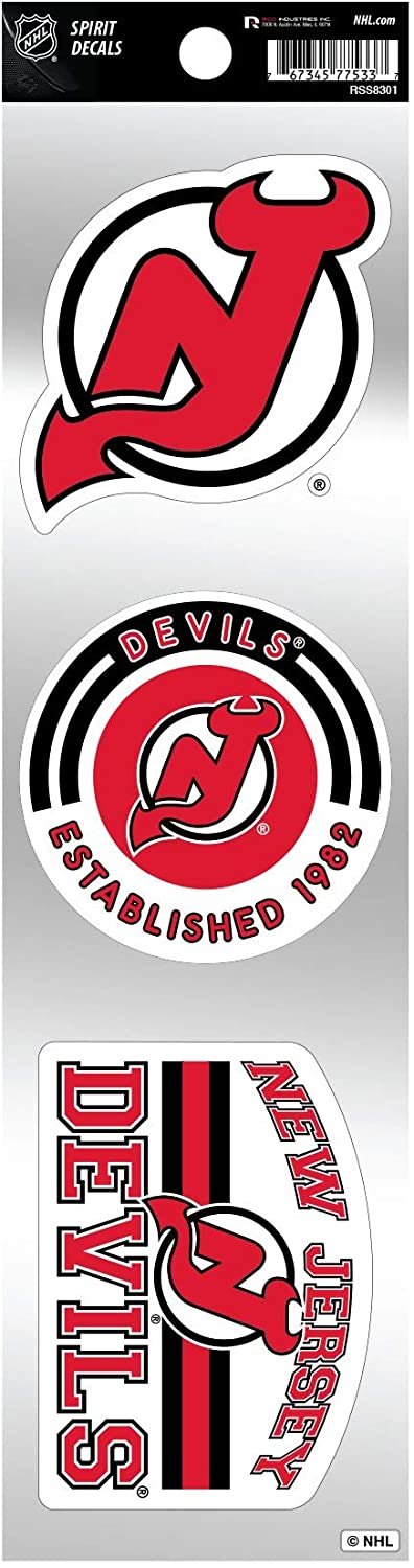 New Jersey Devils Triple Retro Decals Throwback Spirit Flat Vinyl Auto Home Sticker Sheet Hockey