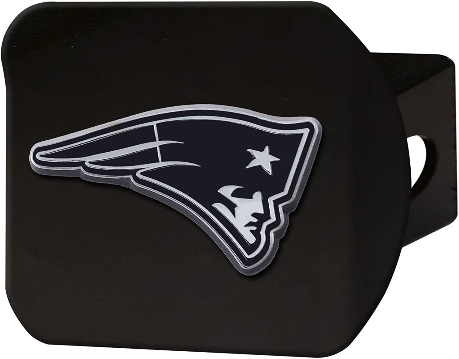 NFL New England Patriots Metal Hitch Cover, Black, 2" Square Type III Hitch Cover