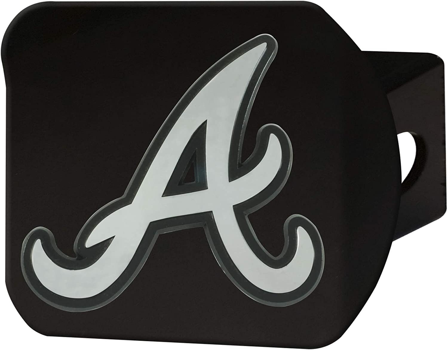 Atlanta Braves Solid Metal Hitch Cover, Black, 2" Square Type III Hitch Cover