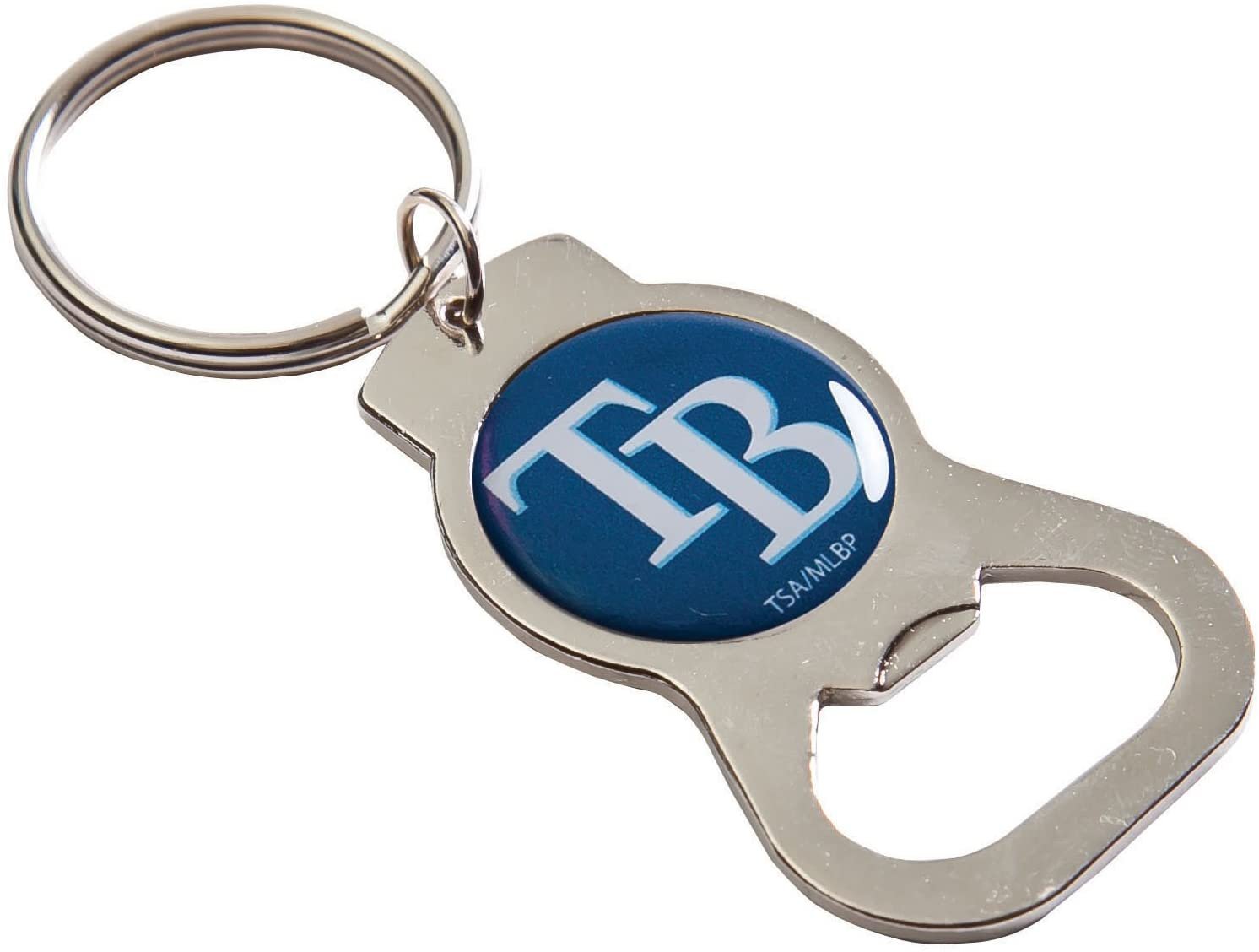 Tampa Bay Rays Premium Solid Metal Bottle Opener Keychain, Silver Key Ring, Team Logo