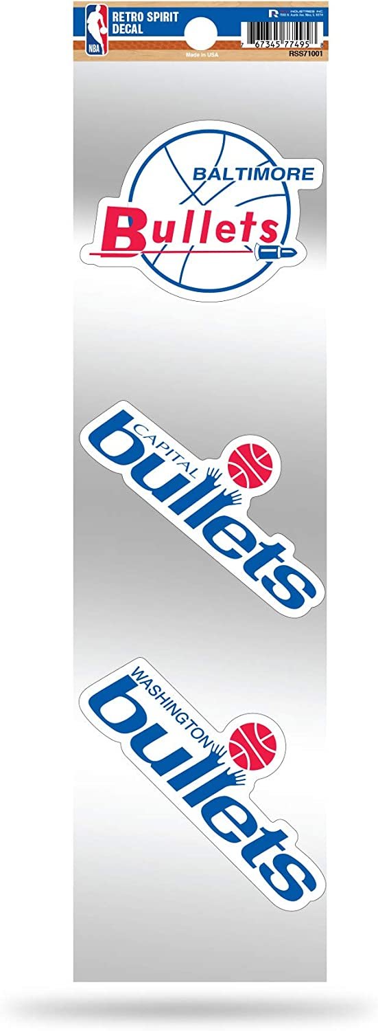 Washington Wizards 3-Piece Retro Spirit Decals, Team Color, Size of Individual Decals Will Vary