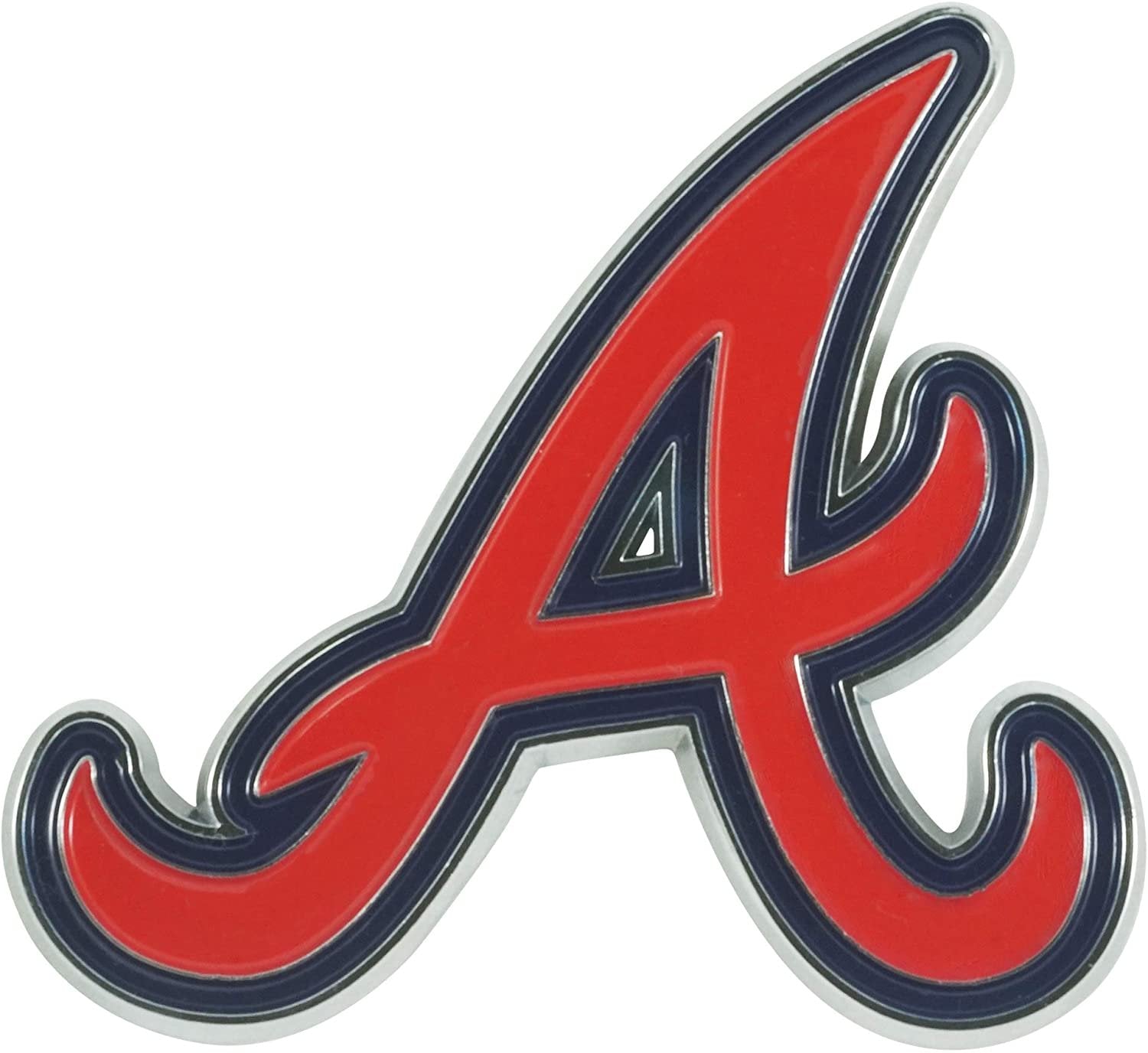 Atlanta Braves Solid Metal Color Raised Auto Emblem, Adhesive Tape Backing