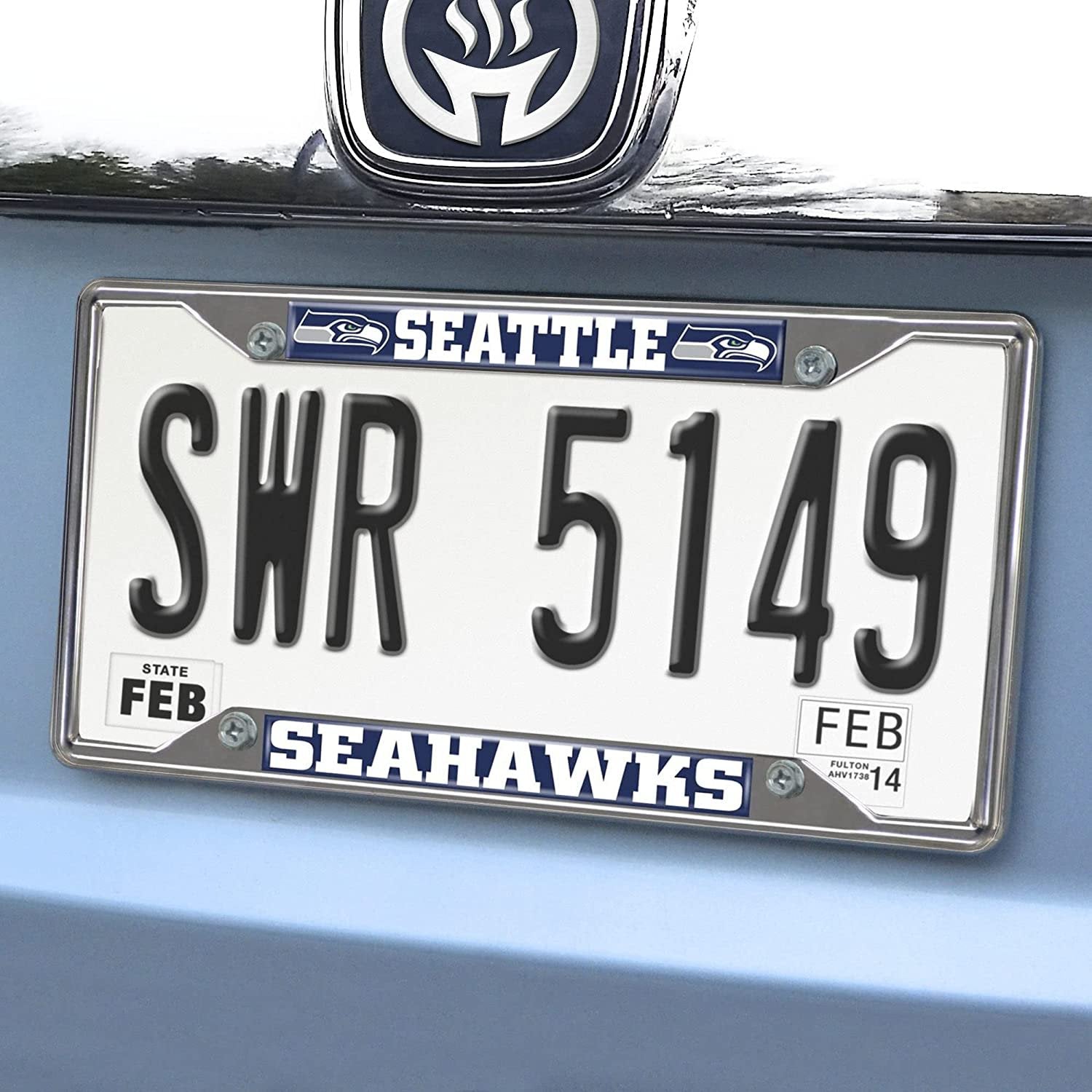 Seattle Seahawks Metal License Plate Frame Chrome Tag Cover 6x12 Inch