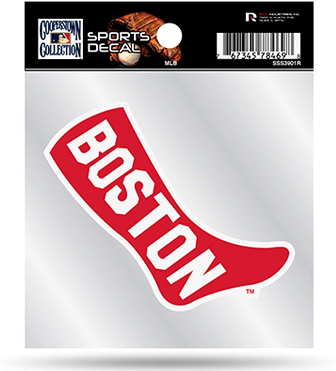 Boston Red Sox 4x4 Inch Die Cut Decal Sticker, Retro Cooperstown Logo, Clear Backing